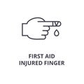 First aid, injured finger line icon, outline sign, linear symbol, vector, flat illustration
