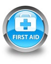 First aid glossy cyan blue round button Royalty Free Stock Photo