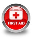 First aid glossy red round button Royalty Free Stock Photo