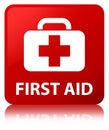 First aid red square button Royalty Free Stock Photo