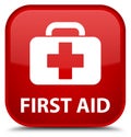 First aid special red square button Royalty Free Stock Photo