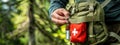 first aid kit on the background of the forest. Selective focus Royalty Free Stock Photo