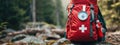 first aid kit on the background of the forest. Selective focus Royalty Free Stock Photo