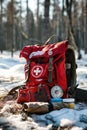 first aid kit on the background of the forest. Selective focus Royalty Free Stock Photo