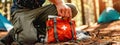 first aid kit on the background of the forest. Selective focus Royalty Free Stock Photo