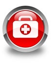 First aid kit bag icon glossy red round button Royalty Free Stock Photo