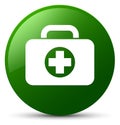 First aid kit bag icon green round button Royalty Free Stock Photo