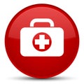 First aid kit bag icon special red round button Royalty Free Stock Photo