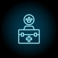 First aid kit blue neon icon. Simple thin line, outline  of petshop icons for ui and ux, website or mobile application Royalty Free Stock Photo