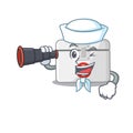 First aid kit cartoon happy Sailor style with binocular Royalty Free Stock Photo