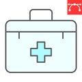 First aid kit color line icon, emergency and medical bag, first aid box sign vector graphics, editable stroke filled Royalty Free Stock Photo