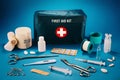 First aid kit content. Royalty Free Stock Photo