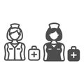 First aid kit, doctor nurse, veterinarian line and solid icon, medicine concept, medical worker vector sign on white Royalty Free Stock Photo