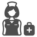 First aid kit, doctor nurse, veterinarian solid icon, medicine concept, medical worker vector sign on white background Royalty Free Stock Photo