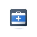 First aid kit, doctor`s bag, medical services, health care policy, healthcare insurance Royalty Free Stock Photo