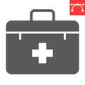 First aid kit glyph icon, emergency and medical bag, first aid box sign vector graphics, editable stroke solid icon, eps