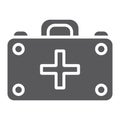 First aid kit glyph icon, medicine and emergency, medical box sign, vector graphics, a solid pattern on a white Royalty Free Stock Photo