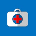 First aid kit. Healthcare, hospital and medical diagnostics. illustration in flat style. medical case. reanimation suitcase