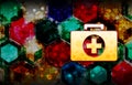 First aid kit icon abstract 3d colorful hexagon isometric design illustration background Royalty Free Stock Photo