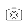 First aid kit icon in flat style. Health, help and medical diagnostics vector illustration on white isolated background. Doctor Royalty Free Stock Photo