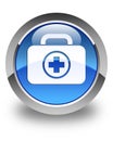 First aid kit icon glossy blue round button Royalty Free Stock Photo