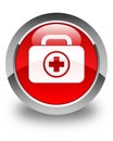 First aid kit icon glossy red round button Royalty Free Stock Photo