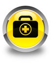 First aid kit icon glossy yellow round button Royalty Free Stock Photo