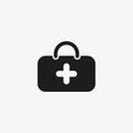 First aid kit icon for healthcare application UI design. Emergency care bag, medical suitcase symbol