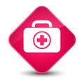 First aid kit icon elegant pink diamond button