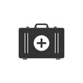 First aid kit icon isolated. Medical box with cross. Medical equipment for emergency. Healthcare concept. Flat design Royalty Free Stock Photo