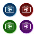 First aid kit icon shiny round buttons set illustration Royalty Free Stock Photo