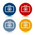 First aid kit icon trendy flat round buttons set illustration design Royalty Free Stock Photo