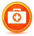 First aid kit icon natural orange round button Royalty Free Stock Photo