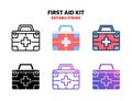 First Aid Kit icon set with different styles. Royalty Free Stock Photo