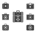 First aid kit icon set, vector symbol . Royalty Free Stock Photo