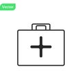 First aid kit   illustration, flat cartoon medical or pharmacy emergency kit icon, physician or healthcare bag pack Royalty Free Stock Photo