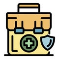 First aid kit insurance icon color outline vector Royalty Free Stock Photo