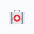 First aid kit isolated. Health, help and medical diagnostics concept. Vector illustration. EPS 10