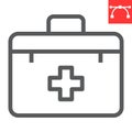 First aid kit line icon, emergency and medical bag, first aid box sign vector graphics, editable stroke linear icon, eps