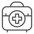 First aid kit line icon. Medical bag vector illustration isolated on white. Doctor suitcase outline style design Royalty Free Stock Photo