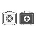 First Aid Kit line and solid icon, Safety engineering concept, Medical case sign on white background, first aid box icon Royalty Free Stock Photo