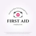 first aid kit logo vector design. medical bag illustration template typography Royalty Free Stock Photo