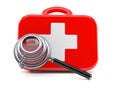 First aid kit with magnifying glass Royalty Free Stock Photo