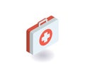 First-aid kit, medicine chest icon. Vector illustration in flat isometric 3D style Royalty Free Stock Photo