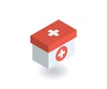 First-aid kit, medicine chest icon. Vector illustration in flat isometric 3D style Royalty Free Stock Photo