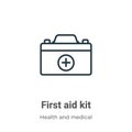 First aid kit outline vector icon. Thin line black first aid kit icon, flat vector simple element illustration from editable Royalty Free Stock Photo