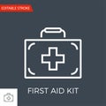 First aid kit related vector thin line icon