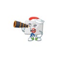 First aid kit in Sailor cartoon character style using a binocular