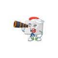 First aid kit in Sailor cartoon character style using a binocular Royalty Free Stock Photo