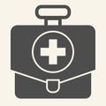 First aid kit solid icon. Doctor medical bag box glyph style pictogram on white background. Medicine chest for mobile Royalty Free Stock Photo